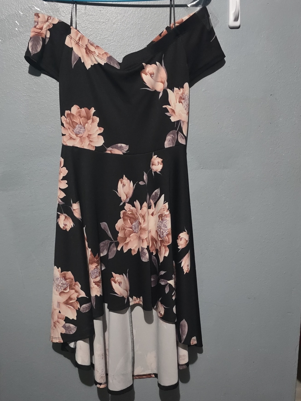 Windsor Black Dress with Blush Floral Accents
